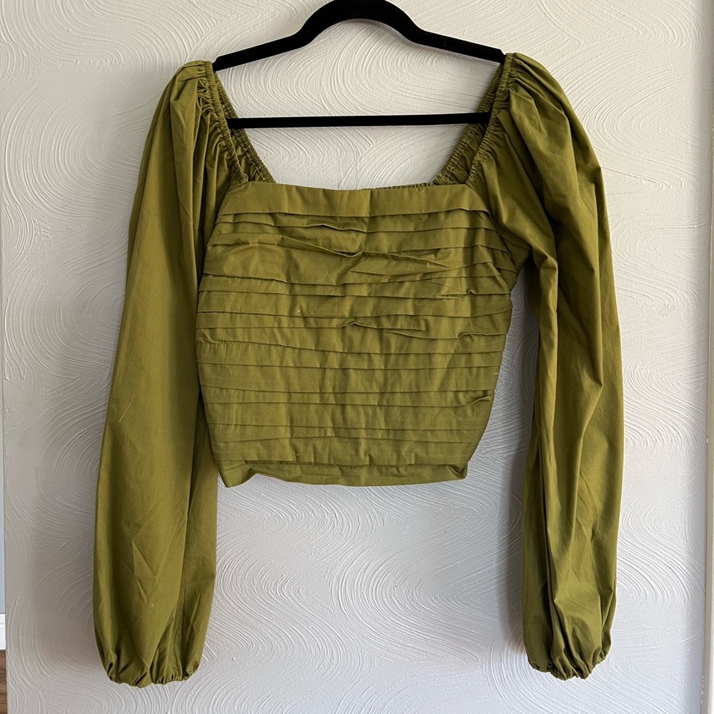 Abercrombie & Fitch Olive Green Ruched Top